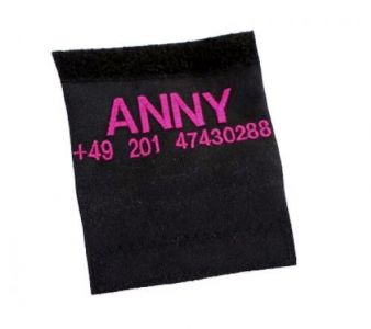 Namenstelefonschild abnehmbar (Klett), bestickt für Anny-X Geschirre