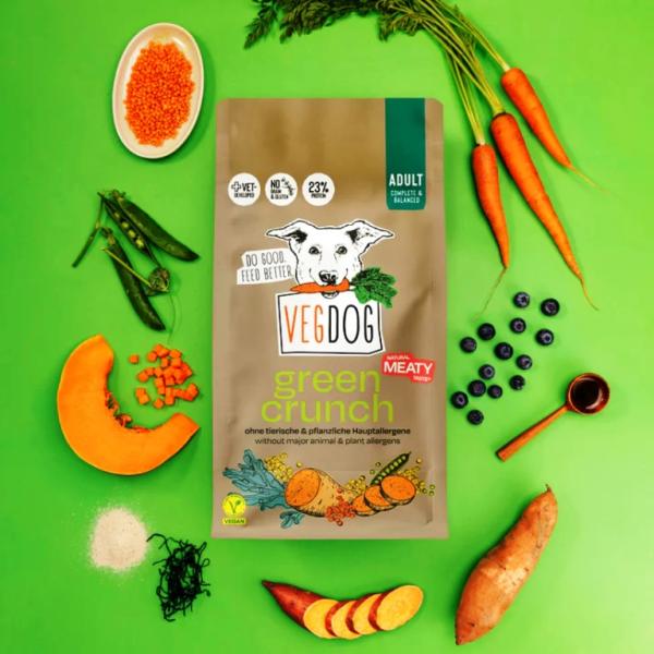 Vegdog veganes vollwertiges Trockenfutter "Green Crunch"